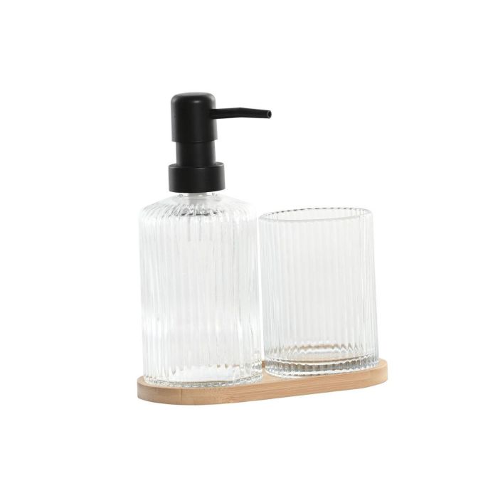 Baño Moderno DKD Home Decor Transparente Natural 8.2 x 18 x 16 cm Set de 3 Baño Moderno DKD Home Decor Transparente Natural 8.2 x 18 x 16 cm Set de 3