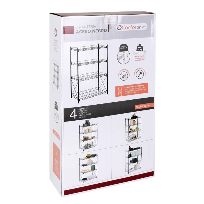 Estantería de Metal 4 Niveles 52x34x86 cm - Confortime (2 Unidades) 5 Estantería de Metal 4 Niveles 52x34x86 cm - Confortime (2 Unidades) 5