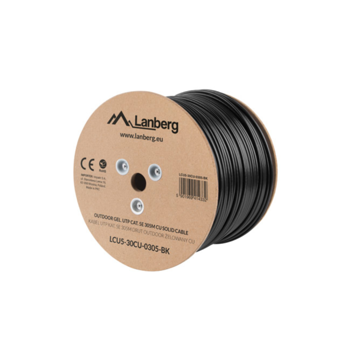 Lanberg LCU5-30CU-0305-BK Cable de red Cat5e U/UTP (UTP) Negro 305 m Lanberg LCU5-30CU-0305-BK Cable de red Cat5e U/UTP (UTP) Negro 305 m
