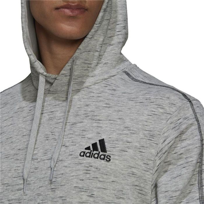 Sudadera con Capucha Hombre Adidas Essentials Mélange Embroidered Gris claro 2