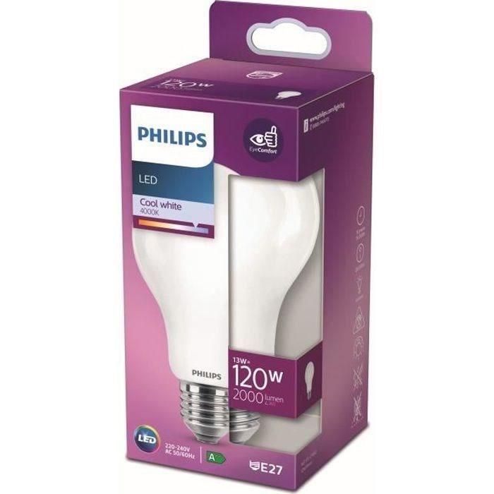 Philips Bombilla Standard LED E27 13W 2000lm 4000K Luz Día Ø7x12,1cm Equivalencia 120W