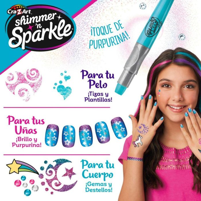 Set de Belleza Cra-Z-Art 2 x 13 x 2 cm Infantil Uñas Pelo Cuerpo Purpurina 4 Unidades 4