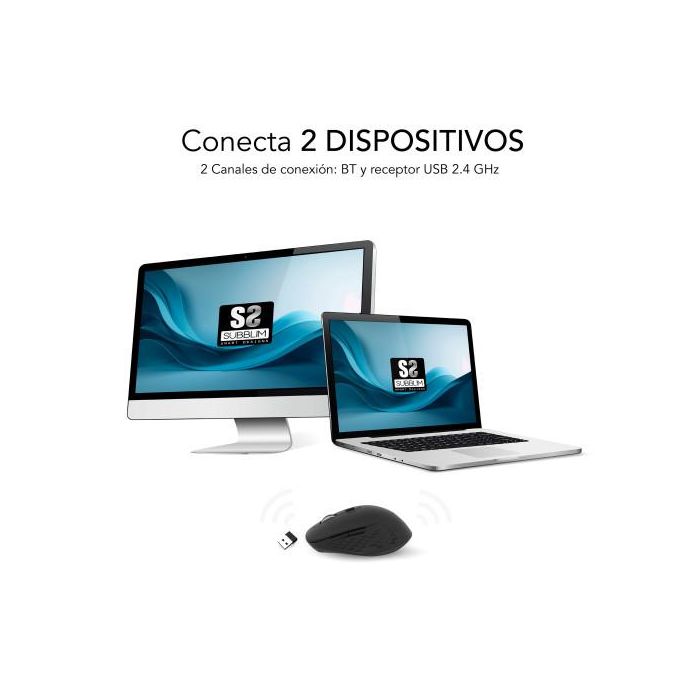 SUBBLIM CURVE ERGO DUAL MOUSE BATTERY BLACK 2 SUBBLIM CURVE ERGO DUAL MOUSE BATTERY BLACK 2