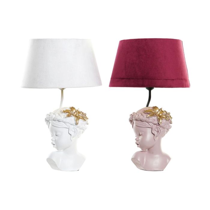 Lampara Sobremesa Romantico DKD Home Decor Blanco Rosa Palo 30 x 49 x 30 cm (2 Unidades) 1 Lampara Sobremesa Romantico DKD Home Decor Blanco Rosa Palo 30 x 49 x 30 cm (2 Unidades) 1