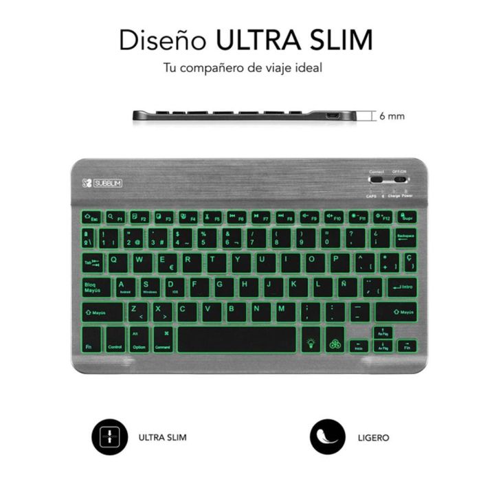 SUBBLIM Teclado Retroiluminado Bluetooth Smart Backlit BT Keyboard Grey 1 SUBBLIM Teclado Retroiluminado Bluetooth Smart Backlit BT Keyboard Grey 1