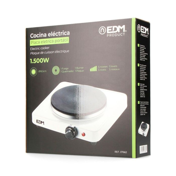 Edm Cocina eléctrica 1 fuego 1500 W Blanco 2
