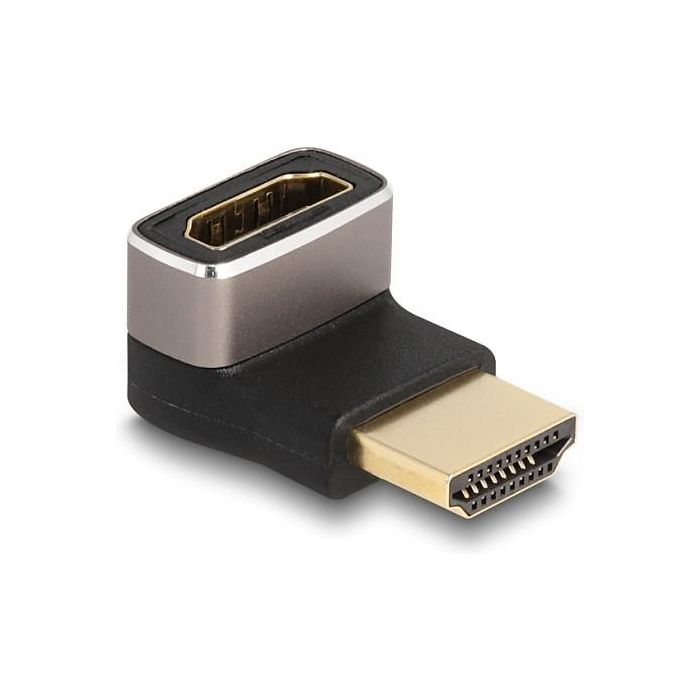 DeLOCK Adaptador HDMI Macho a Hembra 90° Acodado Hacia Abajo 8K 60 Hz - Gris Metal 1