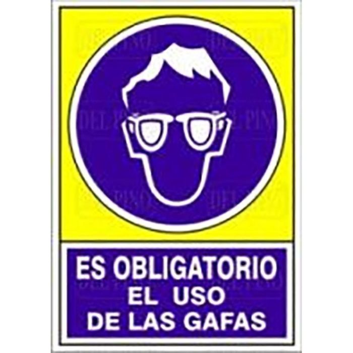 DUVER Señal Obligatorio Uso Gafas Plástico 420x297mm - "Oblig. Uso Gafas"