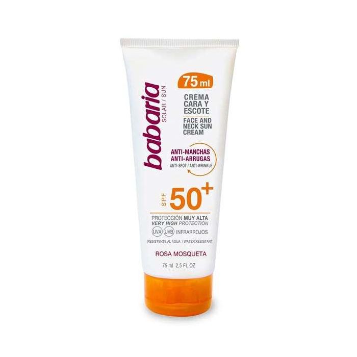 Babaria Protector Solar Fluido Facial y Escote Anti-Manchas SPF50+ Muy Alta Protección para Todo Tipo de Pieles 75 ml