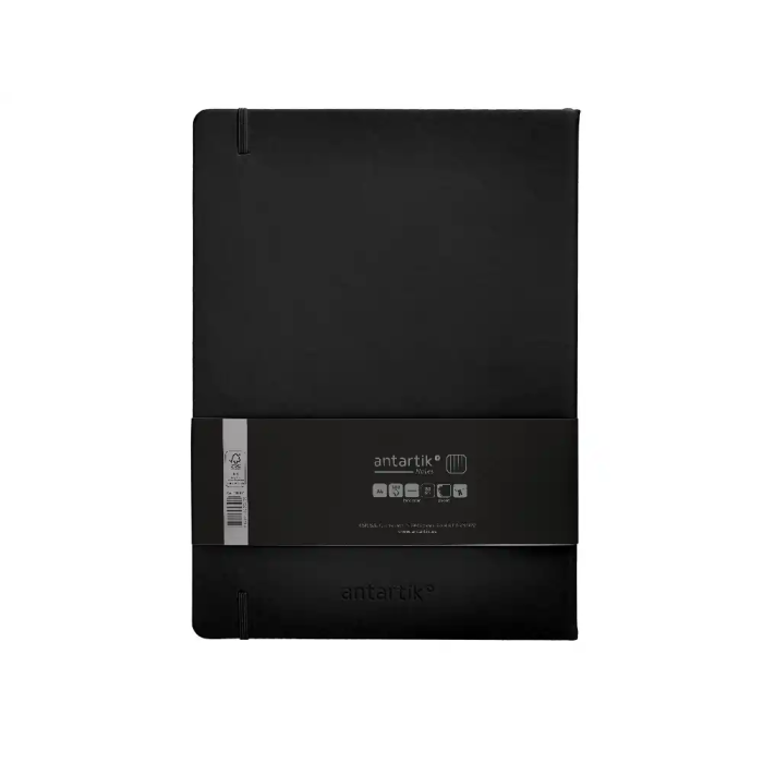 Antartik Cuaderno A4 Tapa Dura Hojas Cuadriculadas Negro 100 Hojas 80gr Gomilla FSC 2