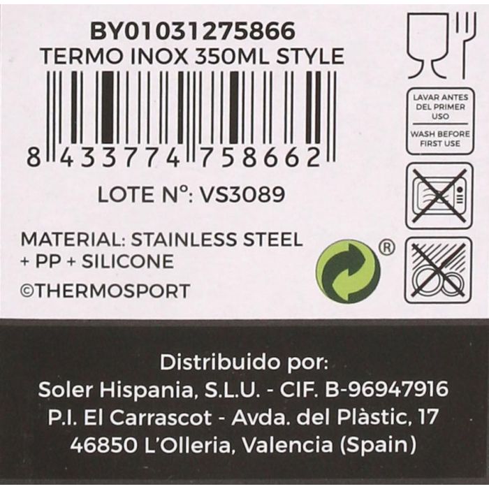 Termo Inox 350 ml Thermosport - Estilo deportivo (12 Unidades) 10 Termo Inox 350 ml Thermosport - Estilo deportivo (12 Unidades) 10