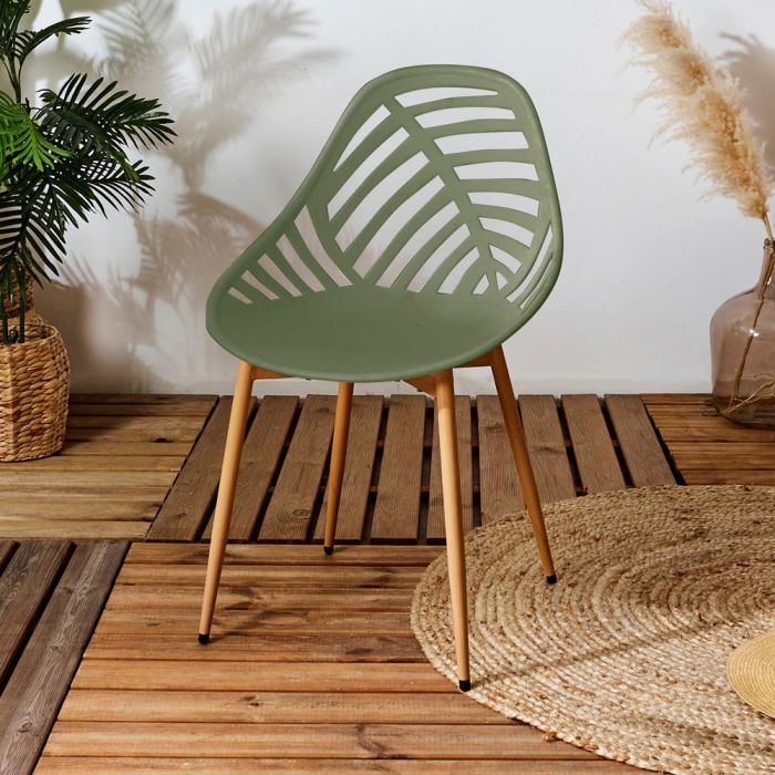 Home Deco Factory Silla Exterior Verde Alameda Plástico PP Hierro 52.3x53.3x83.4cm 1