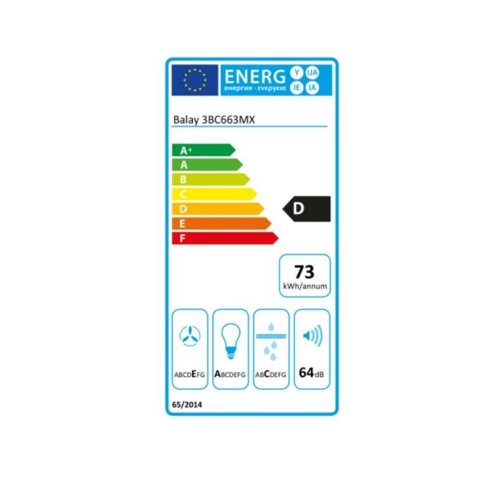 Campana Convencional Balay 3BC663MX 60 cm 380 m3/h 64 dB 135W 1