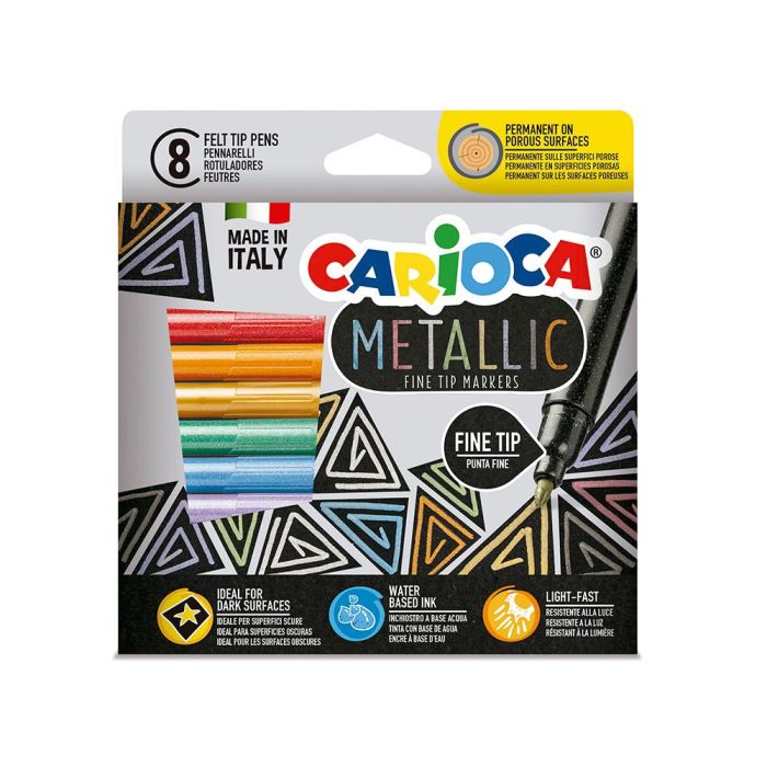 Rotulador Carioca Metallic Punta Fina Caja De 8 Colores Surtidos 1