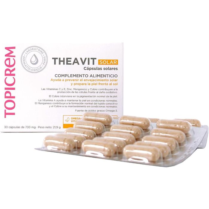 Topicrem AH THEAVIT solar 30 cápsulas - Complemento alimenticio con antioxidantes para protección solar 1 Topicrem AH THEAVIT solar 30 cápsulas - Complemento alimenticio con antioxidantes para protección solar 1