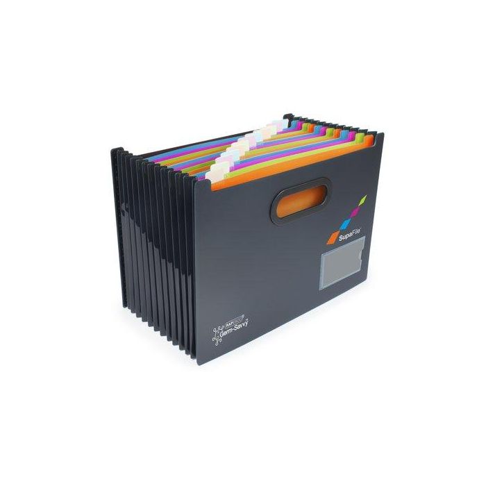 Bastidor Carpetas Colgantes Rapesco Antibacteriano Supafile A4 13 Pocket Multicolres (1300 Hojas) Negro