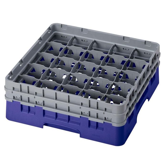 CAMBRO - 25S434-186 - Cesta de lavado 25 comp. 2 alturas - 8,7 cm Ø máx. - alt. máx. 13,5 cm - 50 x 50 x 18,4 cm - Azul marino