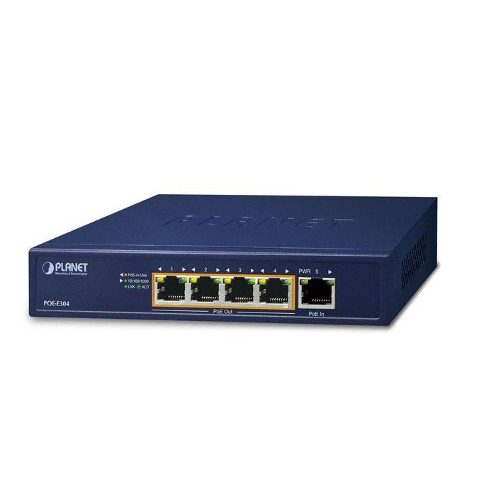 Planet POE-E304 Extensor PoE Gigabit 1 Puerto 802.3bt PoE++ a 4 Puertos 802.3af/at, 95W a 65W, hasta 200m