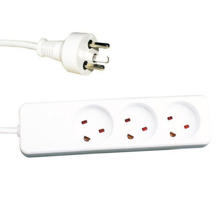 Garbot Plast Power Strip 3 Tomacorrientes K-IT, Blanco, Cable 7 m, Enchufes Rotados 45 Grados Garbot Plast Power Strip 3 Tomacorrientes K-IT, Blanco, Cable 7 m, Enchufes Rotados 45 Grados