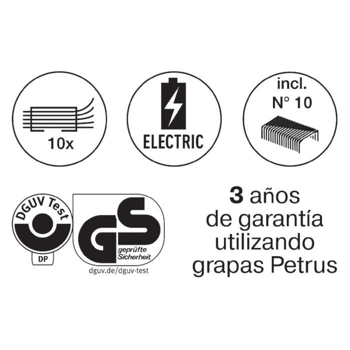 Grapadora Petrus Electrica E-310 Contactless Rojo Metalizado Capacidad 12 Hojas Usa Grapas Nº 10 5