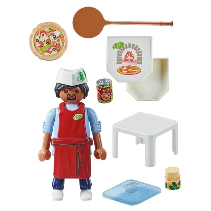 Playmobil 71161 Figura Coleccionable Pizzero Especial Plus con gorro de cocinero, pizza, mesa y caja, Edad +4 años 1 Playmobil 71161 Figura Coleccionable Pizzero Especial Plus con gorro de cocinero, pizza, mesa y caja, Edad +4 años 1