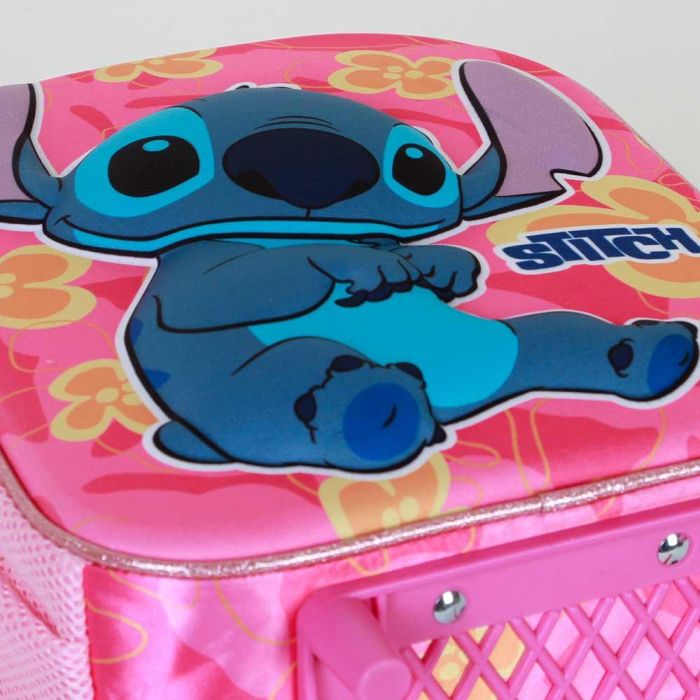 Mochila 3D con Ruedas Pequeña Cute Disney Lilo y Stitch Rosa 4