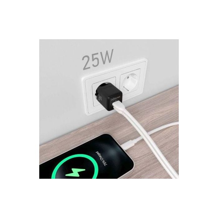 AISENS - CARGADOR GaN 25W, 1xUSB-C PD3.0 QC4.0, 1xUSB-A QC3.0, NEGRO 4 AISENS - CARGADOR GaN 25W, 1xUSB-C PD3.0 QC4.0, 1xUSB-A QC3.0, NEGRO 4