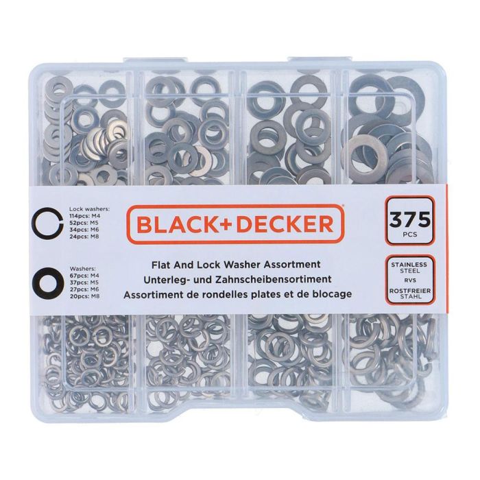 Surtido de arandelas planas y de seguridad black+decker