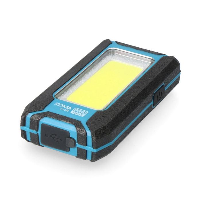 Linterna led cob 8w 500lm profesional. recargable con usb. con gancho + iman funcion power bank. incluye cable de carga. koma tools 4