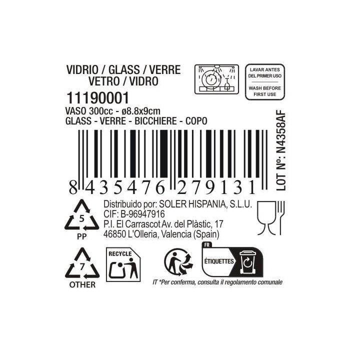La Mediterranea Vaso Odiel 300 cc Ø8.8x9 cm (48 Unidades) 13