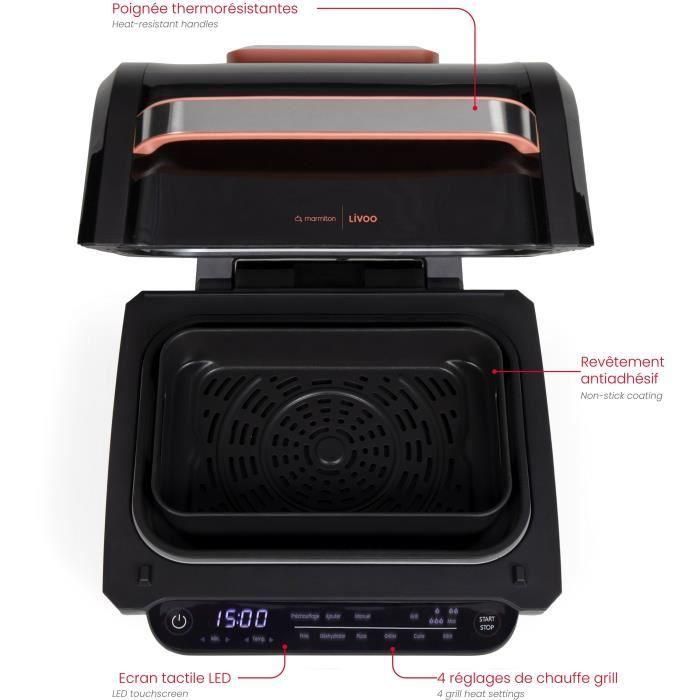 Livoo DOC305 Freidora y Grill sin Aceite Livoo x Marmiton 2 en 1 - 6 L, 1500-1700 W, 8 Programas, 4 Niveles de Calentamiento 3 Livoo DOC305 Freidora y Grill sin Aceite Livoo x Marmiton 2 en 1 - 6 L, 1500-1700 W, 8 Programas, 4 Niveles de Calentamiento 3