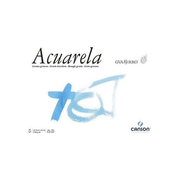 Guarro Bloc Acuarela DIN A3 240g/m² 20 Hojas, Papel Blanco Natural Absorción Máxima para Dibujo Artístico