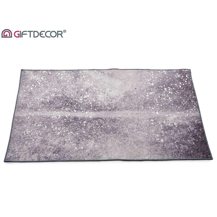Giftdecor Alfombra Gris 100x150 cm con Manchas Plateadas 100% Poliéster (Set de 9) 1