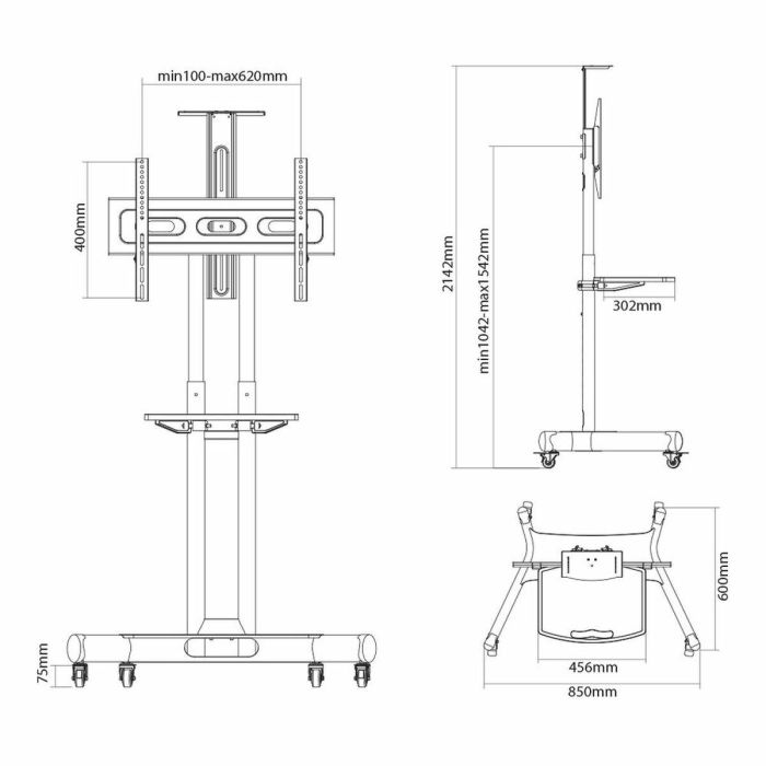 Soporte ajustable Neomounts NM-M1700BLACK 32" 75" Portátil 1