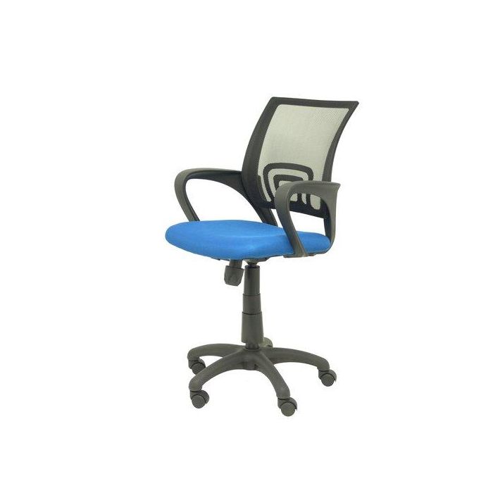 Silla Piqueras Y Crespo Vianos Brazos Fijos Mecanismo Basculante Con Regulador De Presion Elevacion Del Asiento En Altura Respaldo Malla Transpirable Negra Y Tapizado Aran Azul