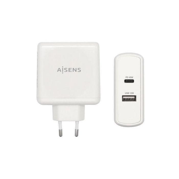 AISENS - CARGADOR 57W 1xUSB-C PD3.0 45W 1xUSB-A 5V/2.4A 12W BLANCO 0 AISENS - CARGADOR 57W 1xUSB-C PD3.0 45W 1xUSB-A 5V/2.4A 12W BLANCO 0