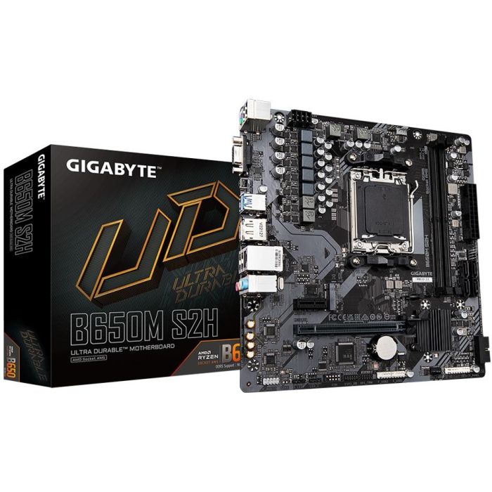 Gigabyte B650M S2H Placa Base AMD B650 Socket AM5 Micro ATX - Compatible con AMD Ryzen 5/7/9 7th Gen, DDR5, M.2, SATA III, RAID 0/1/10 0 Gigabyte B650M S2H Placa Base AMD B650 Socket AM5 Micro ATX - Compatible con AMD Ryzen 5/7/9 7th Gen, DDR5, M.2, SATA III, RAID 0/1/10 0