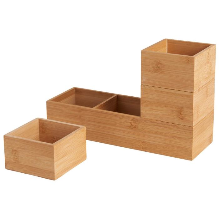 Day Juego de 4 Cajas Almacenar Bambú Apilables 9.5x9.5x6 cm y 9.5x29x6 cm 6