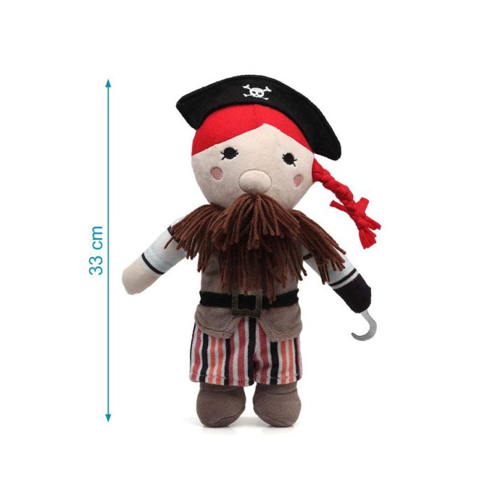 KioKids Peluche Pirata Aventurero de Tela Multicolor 33 cm. Juguete de Poliéster Suave y Auténtico para Fomentar Juegos de Roles en Niños +10 Meses 3