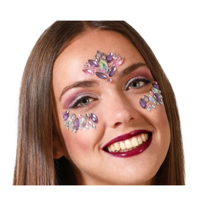 Joya Facial Adhesiva Multicolor Con Motivos De Hojas Y Piedras Joya Facial Adhesiva Multicolor Con Motivos De Hojas Y Piedras