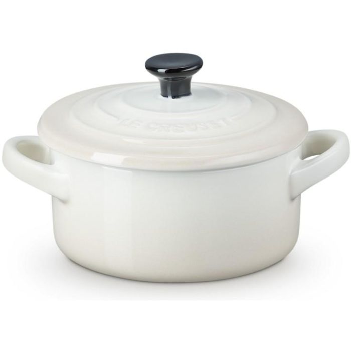 Le Creuset Mini-Bräter de hierro fundido esmaltado 10cm, color Meringue para cocción individual