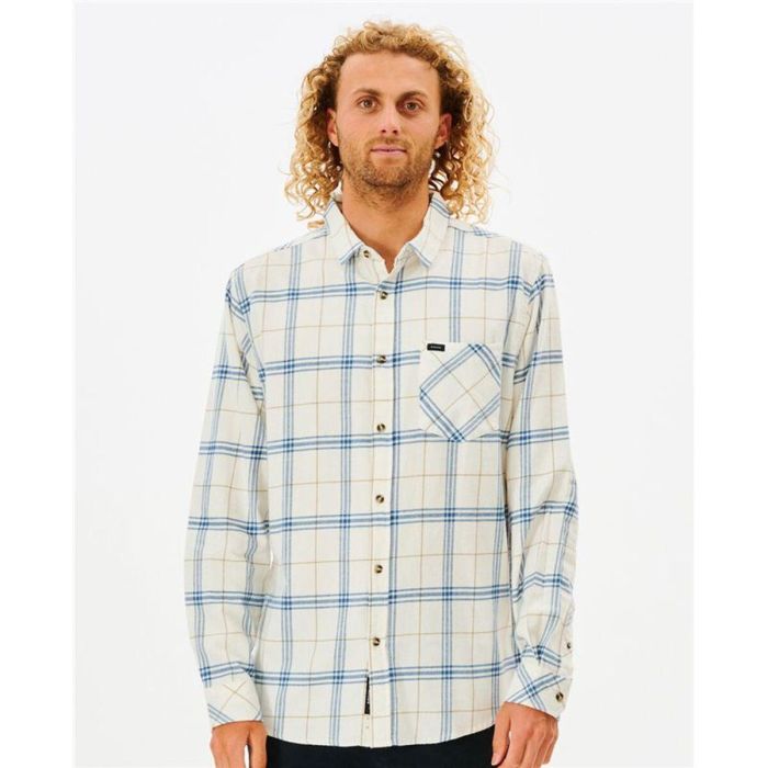 Camisa de Manga Larga Hombre Rip Curl Checked in Flannel Franela Blanco 5
