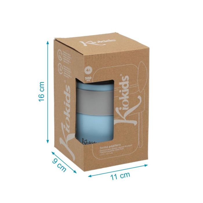 KioKids Termo Papillero De Acero Inoxidable 500 mL Con Cuchara Azul 5