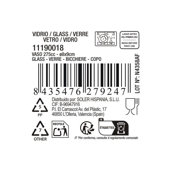 La Mediterranea Vaso Thuraya 275 cc ø8x9 cm (48 Unidades) 9