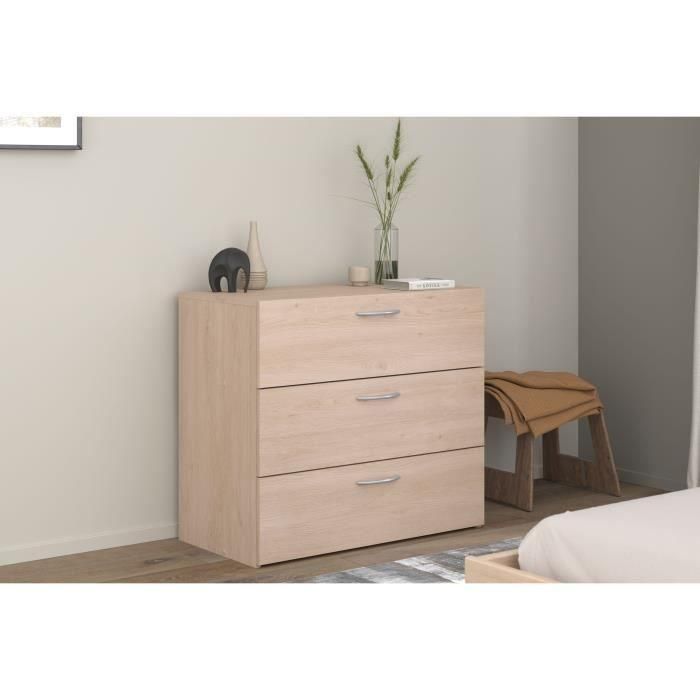 Cómoda - EASY LIFE - 3 cajones - Roble - 78,2 x 69,3 x 40,8 - PARISOT 1