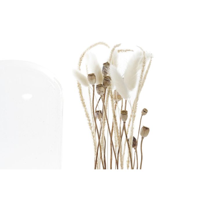 DKD Home Decor Florero Decorativo Cottage con Espigas de Flor Seca y Cristal Marrón, 26 cm Alto (15x15 cm Base) 1 DKD Home Decor Florero Decorativo Cottage con Espigas de Flor Seca y Cristal Marrón, 26 cm Alto (15x15 cm Base) 1