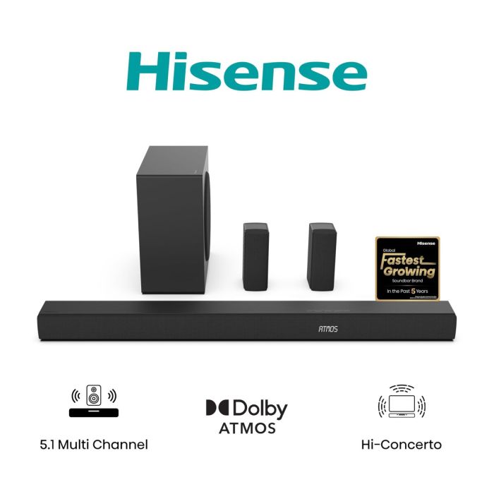 Barra de Sonido Hisense AX5100Q 580 W Negro 18 Barra de Sonido Hisense AX5100Q 580 W Negro 18