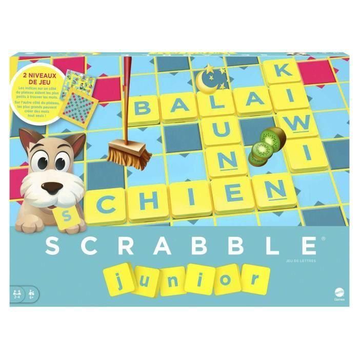 Mattel Games Scrabble Junior Juego de Mesa Educativo para Niños, Doble Cara, Ayuda al Aprendizaje de Lectura y Composición de Palabras +6 Años