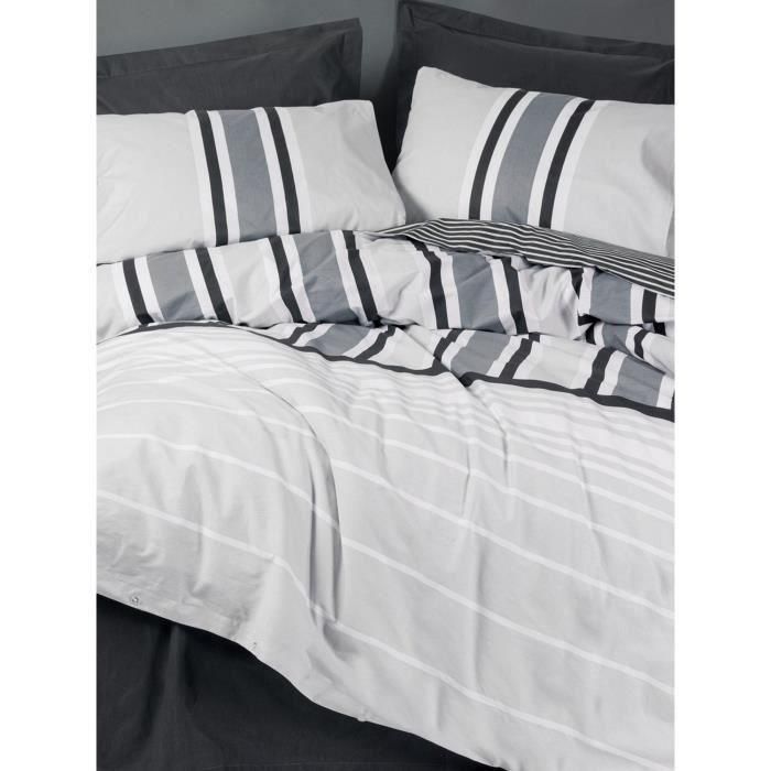 Juego de cama - 1 funda nórdica 220x240 cm + 2 fundas de almohada 60x60 cm - 100% algodón - Antracita 3 Juego de cama - 1 funda nórdica 220x240 cm + 2 fundas de almohada 60x60 cm - 100% algodón - Antracita 3