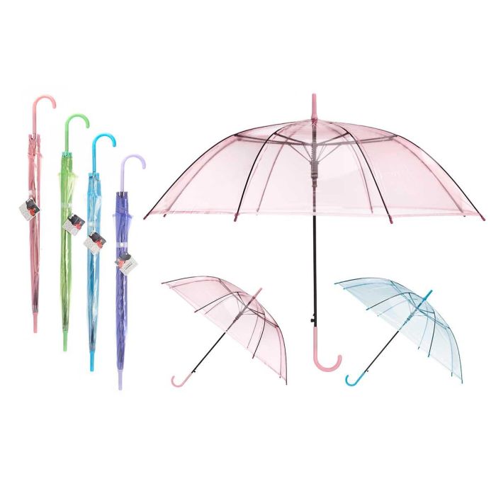 Arte Regal Paraguas Infantil Transparente - Surtido de Colores (Azul, Morado, Rosa, Verde) - 72 cm de Alto, Plástico y Metal (24 Unidades)
